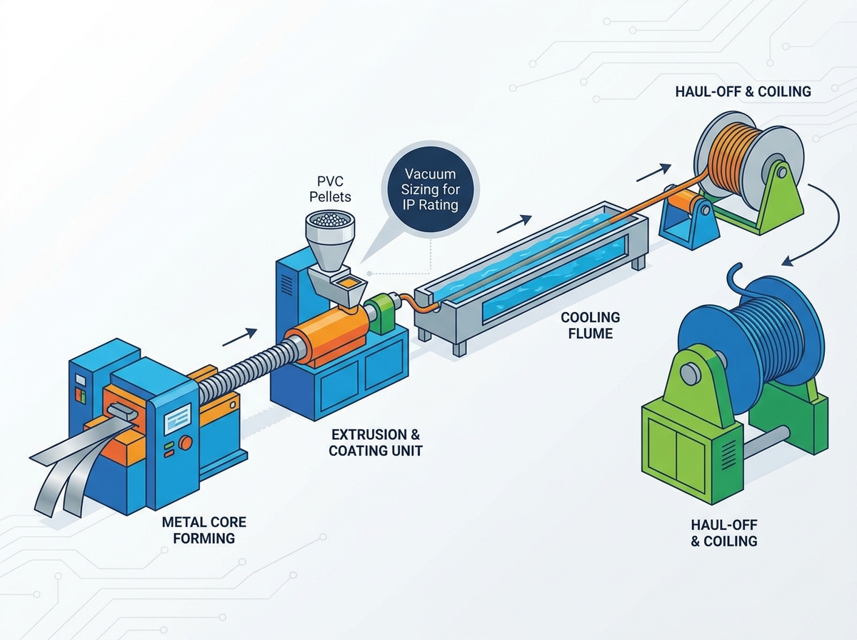 PVC coated flexible conduit production line